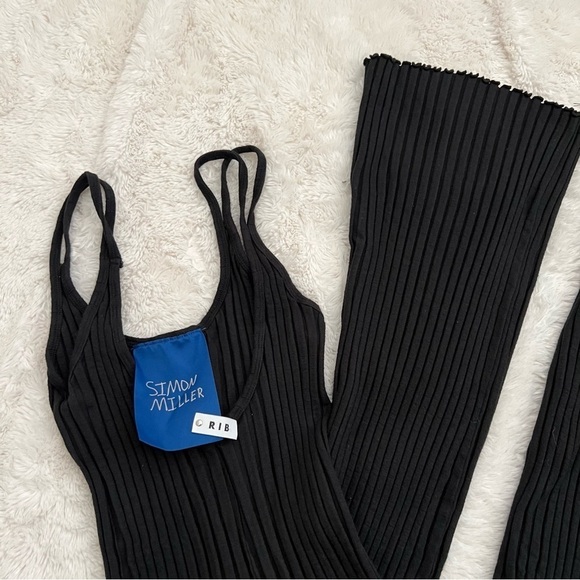 Simon Miller Malo Rib Knit Spaghetti Strap Jumpsuit Black - Picture 5 of 7